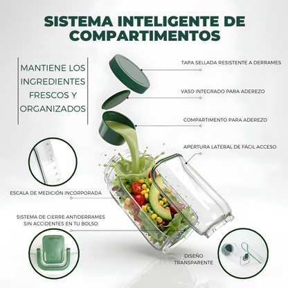 Tupper 3 en 1 con Compartimento para Aderezo