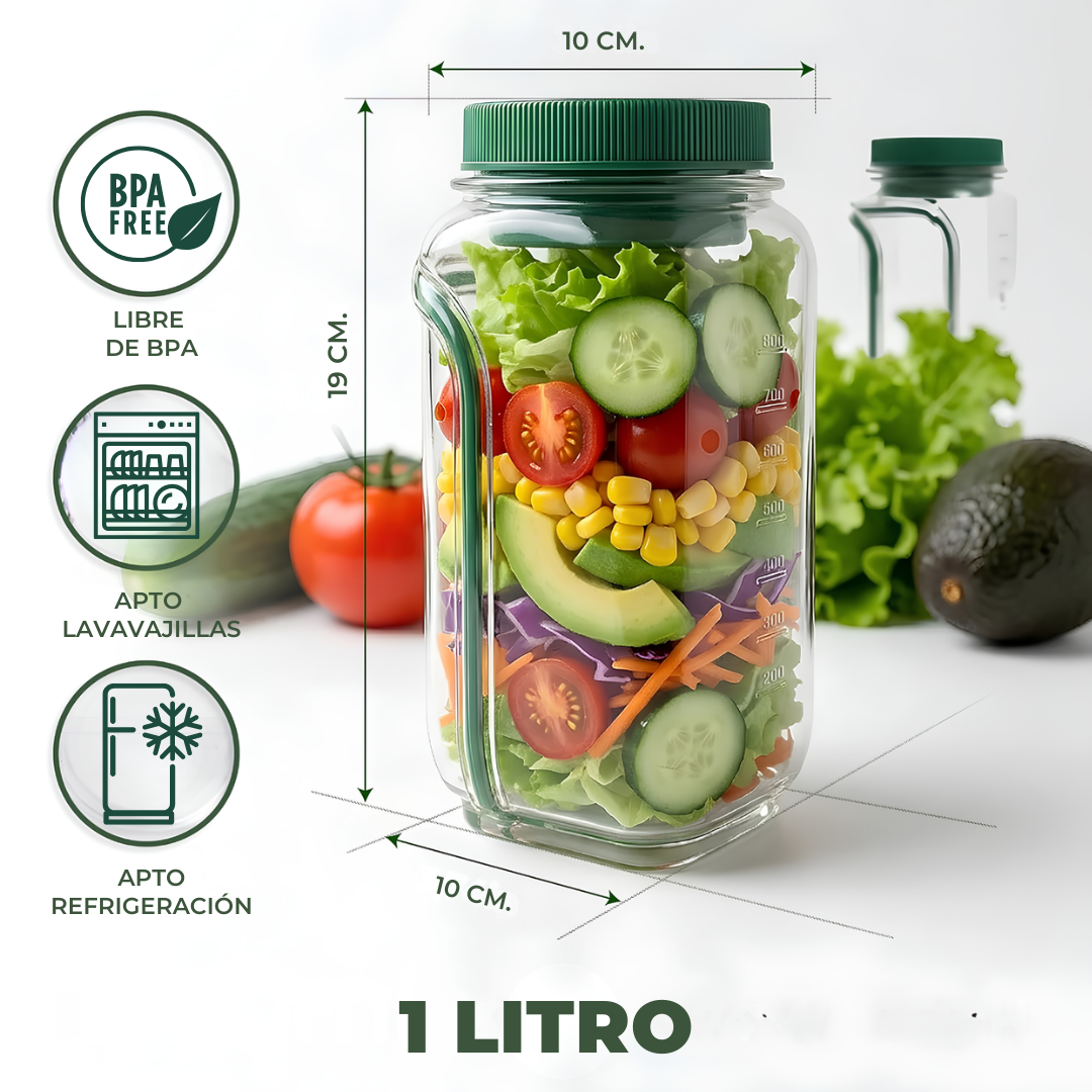 Tupper 3 en 1 con Compartimento para Aderezo